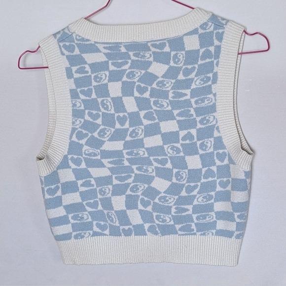 Princess Polly Blue Cropped Sweater Vest S/M Y2K‎ Soft Girl Aesthetic Coquette - Picture 4 of 6